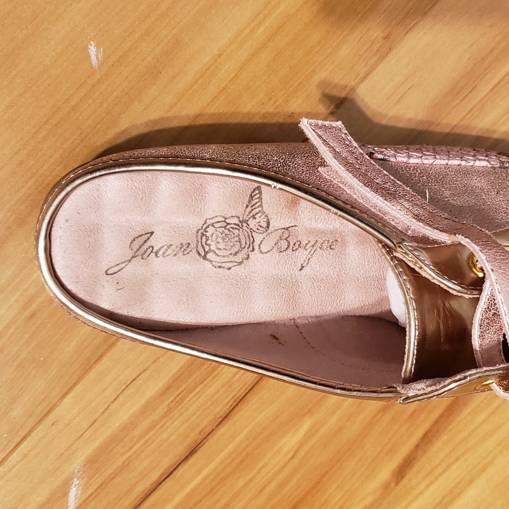JOAN BOYCE SLIP ON SHOES/SNEAKERS/MULES SIZE 8.5 GOLD AND PINK - Picture 4 of 12